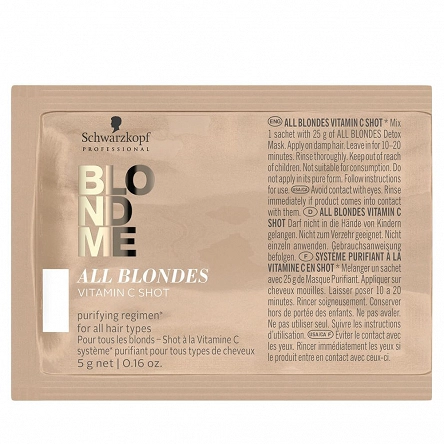 Zabieg Schwarzkopf BLONDME All Blondes Detox oczyszczający z witaminą C do włosów blond 5x5g Maski do włosów Schwarzkopf 4045787641233