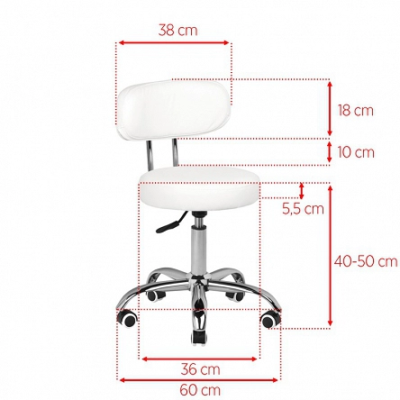 Taboret kosmetyczny Activ A-007 do pedicure biały dostępny w 48h Taborety i hokery kosmetyczne Activ