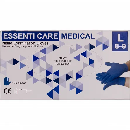 Rękawiczki Essenti Care Nitrile Gloves nitrylowe bezpudrowe niebieskie 100szt. Rękawiczki jednorazowe Essenti Care 5901867240897