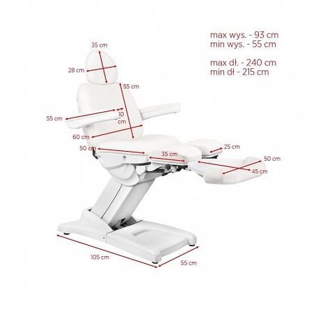 Fotel Activ AZZURRO PEDI 872S PRO kosmetyczny elektryczny, biały dostępny w 48h Fotele do pedicure Activ