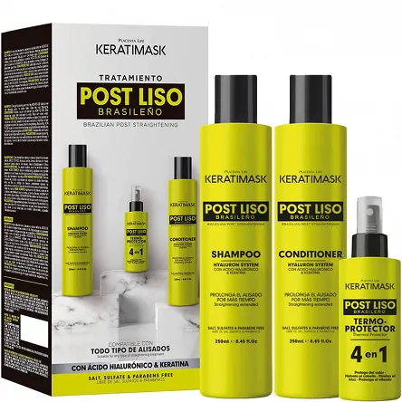 Zestaw Placenta Life Keratimask Post Alisado po keratynowym prostowaniu włosów szampon + odżywka 2x250ml + spray 50ml Bestsellery Placenta Life 7756719015295