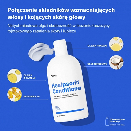 Odżywka Dermz Healpsorin na podrażnioną skórę głowy, wzmacniająca włosy 500ml Dermz 5907222288252