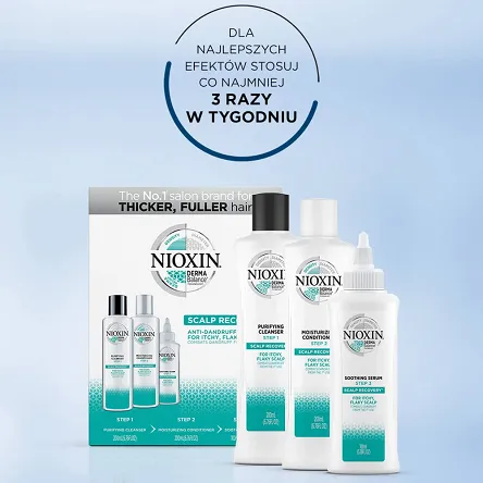 Zestaw przeciwłupieżowy Nioxin Scalp Recovery szampon 200ml, odżywka 200ml, serum 100ml Problemy z włosami Nioxin 4064666321783