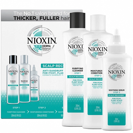 Zestaw przeciwłupieżowy Nioxin Scalp Recovery szampon 200ml, odżywka 200ml, serum 100ml Problemy z włosami Nioxin 4064666321783