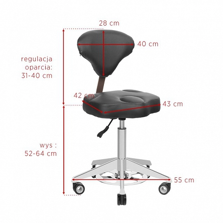 Taboret kosmetyczny Activ AZZURRO 156F czarny dostępny w 48h Taborety i hokery kosmetyczne Activ