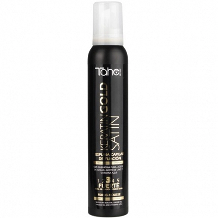 Pianka Tahe Keratin Gold Satin 3 do stylizacji włosów suchych i zniszczonych 200ml Pianki do włosów Tahe 8426827840193