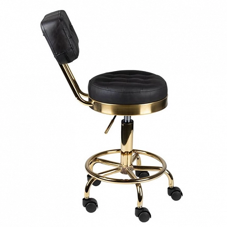 Taboret kosmetyczny Activ AM-830 Gold, czarny ze złotą podstawą, dostępny w 48h Meble dostępne w 48h Activ 5906717431852