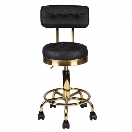 Taboret kosmetyczny Activ AM-830 Gold, czarny ze złotą podstawą, dostępny w 48h Meble dostępne w 48h Activ 5906717431852