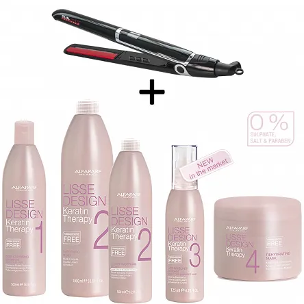 Duży zestaw Alfaparf Keratin Therapy Lisse Design Smoothing + prostownica gratis Keratynowe prostowanie włosów Alfaparf 9738