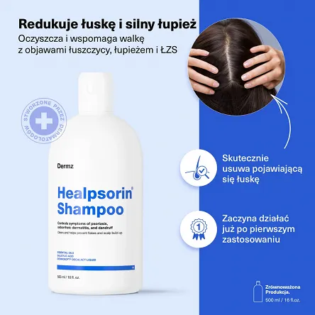 Szampon Dermz Healpsorin na łuszczycę i ŁZS 500ml Dermz 5907222288009