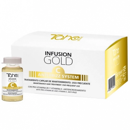 Ampułki Tahe GOLD INFUSION GOLD C przeciw puszeniu się włosów 5x10ml Ampułki do włosów Tahe 8426827735031