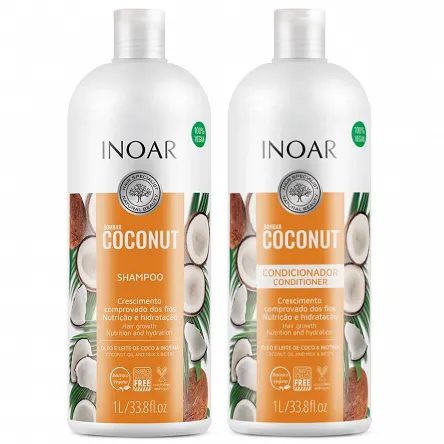 Zestaw INOAR Bombar Coconut szampon + odżywka nawilżająca do włosów 2x1000ml Szampony nawilżające Inoar 7898581087533