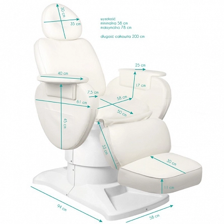 Fotel Activ AZZURRO 813A kosmetyczny elektryczny, biały dostępny w 48h Fotele kosmetyczne elektryczne Activ