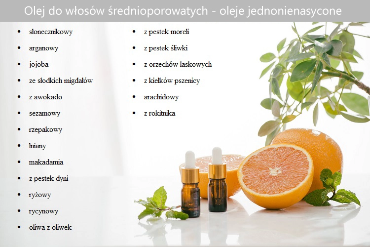 olej do włosów średnioporowatych